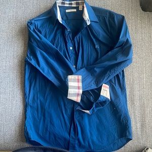Mens Burberry size medium brit long sleeve dress shirt in a turquoise color